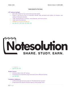MUSC 1220 Western Music II: 1600-1800 1 | Page Study Guide for