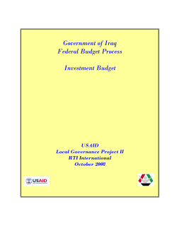 Government of Iraq Federal Budget Process Investment Budget