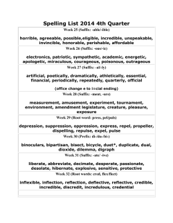 Spelling List 2014 4th Quarter