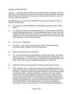 Page 1 of 36 Interview with Ed Hallenbeck Intro (Q): Let`s start off by
