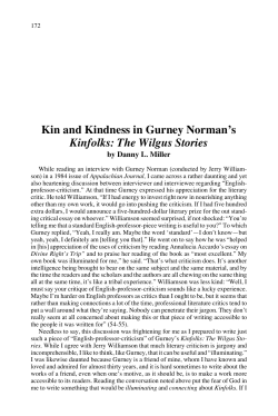 Kin and Kindness in Gurney Norman`s Kinfolks: The Wilgus Stories