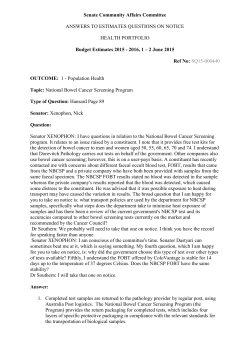 Senate Community Affairs Committee ANSWERS TO ESTIMATES