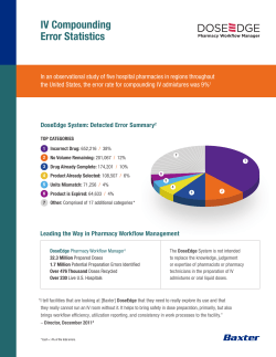 IV Compounding Error Statistics - Baxter Medication Delivery Products