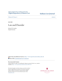 Law and Disorder - Digital Repository @ Maurer Law