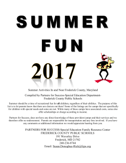Partners for Success Summer Fun - Frederick County Public Schools