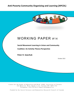 Social Movement Learning in Union and Community Coalition