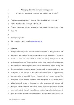 Managing soil fertility in organic farming systems