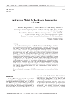 Unstructured Models for Lactic Acid Fermentation &ndash; A Review