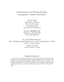 Pseudoscience and Postmodernism: Antagonists or