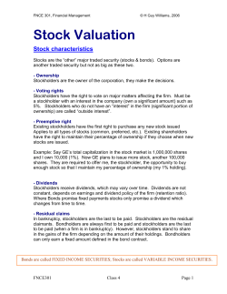 Stock Valuation - H Guy Williams