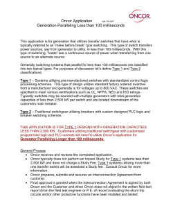 Oncor Application Generation Paralleling Less than 100 milliseconds