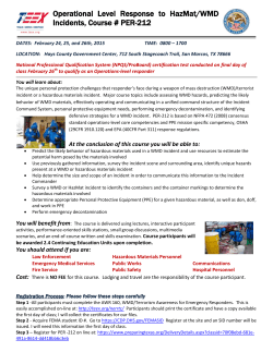 Operational Level Response to HazMat/WMD Incidents