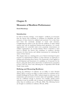 Chapter X Measures of Resilient Performance