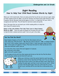 Kindergarten and 1st grade Sight Reading