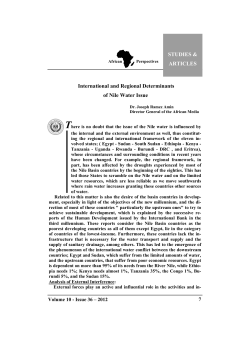 International and Regional Determinants of Nile Water Issue