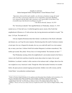 Italian Immigrant Politics During Boston`s Great Molasses Flood
