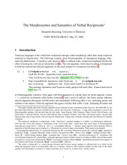 The Morphosyntax and Semantics of Verbal Reciprocals