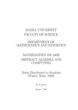 Notes Distributed to Students in Mathematics 189-340B (1998-99)