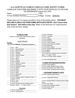 4-H HORTICULTURE/FLORICULTURE ENTRY FORM