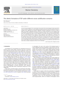 The abiotic formation of TEP under different ocean acidification