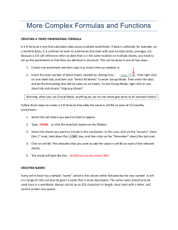 Excel 2013 Trainings Session 3 Handout