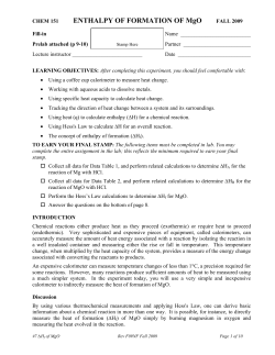 ENTHALPY OF FORMATION OF MgO