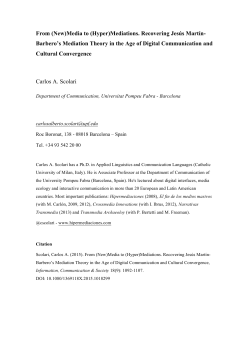 (New)Media to (Hyper)Mediations. Recovering - e