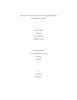 The Uniqueness of the Puritan Ideal for the Family