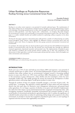 Urban Rooftops as Productive Resources