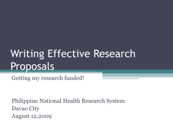 Writing Effective Research Proposals