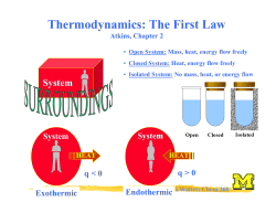 Thermodynamics: The First Law