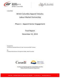 British Columbia Apparel Industry Labour Market Partnership Phase
