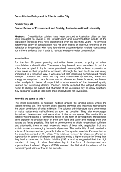 Consolidation Policy and its Effects on the City