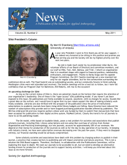 Society for Applied Anthropology 1 SfAA President`s Column By
