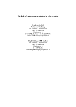 The Role of customer co-production in value creation