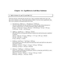 Chapter 14: Equilibria in Acid-Base Solutions