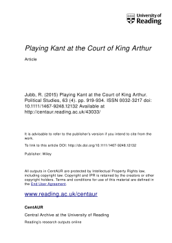 Playing Kant at the Court of King Arthur