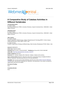A Comparative Study of Catalase Activities in Different Vertebrates