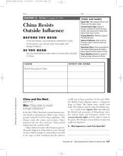 China Resists Outside Influence China and the West