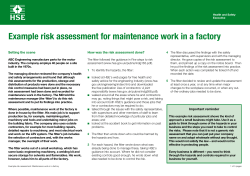 Example risk assessment: Maintenance work in a factory