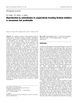 Original article Reproduction by subordinates in cooperatively