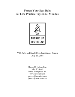 Fasten Your Seat Belt: 60 Law Practice Tips in