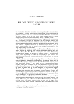 THE PAST, PRESENT AND FUTURE OF HUMAN NATURE