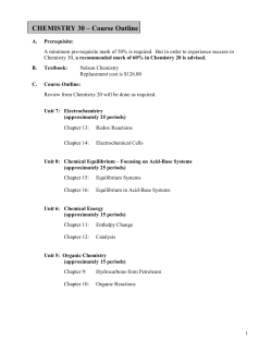 CHEMISTRY 30 &ndash; Course Outline - Hines Creek Composite School
