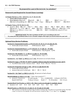 8.1 &ndash; 8.6 TEST Review Name Be prepared for a part of