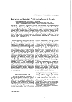 Energetics and Evolution: An Emerging ReSE\arch Domain