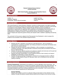 English 9 Honors - Radnor Township School District
