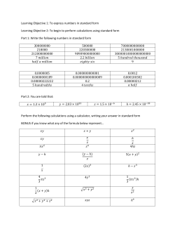 Learning Objective 1: To express numbers in standard form
