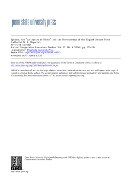Spenser, the "Antiquitez de Rome", and the Development of the