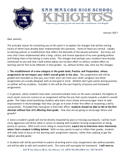 January 2017 Dear parents, The principal reason for contacting you